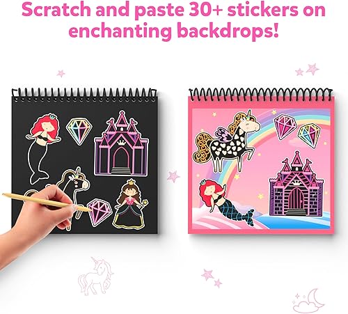 Miniatura 6 de Skillmatics Dot It & Magical Scratch Art Book - Paquete temático de unicornios y princesas, kits de arte y manualidades, actividades de bricolaje