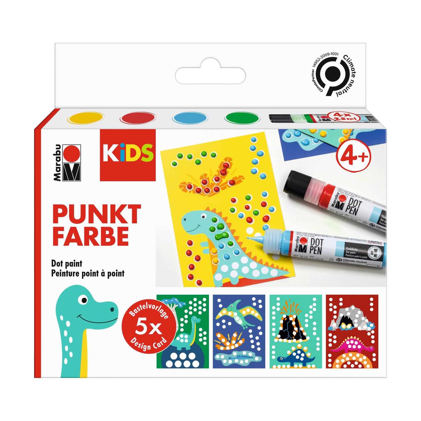 Peinture à points Marabu Kids Dot Pen Set Dino 4 x 25 ML à base d'eau - 8