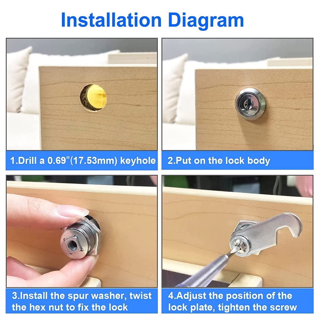 Serratura A Camma In Acciaio Per Cassetta Postale, Armadi E Cassetti - Chiavi Gemelle, Sicurezza Extra (16mm) - Foto 8