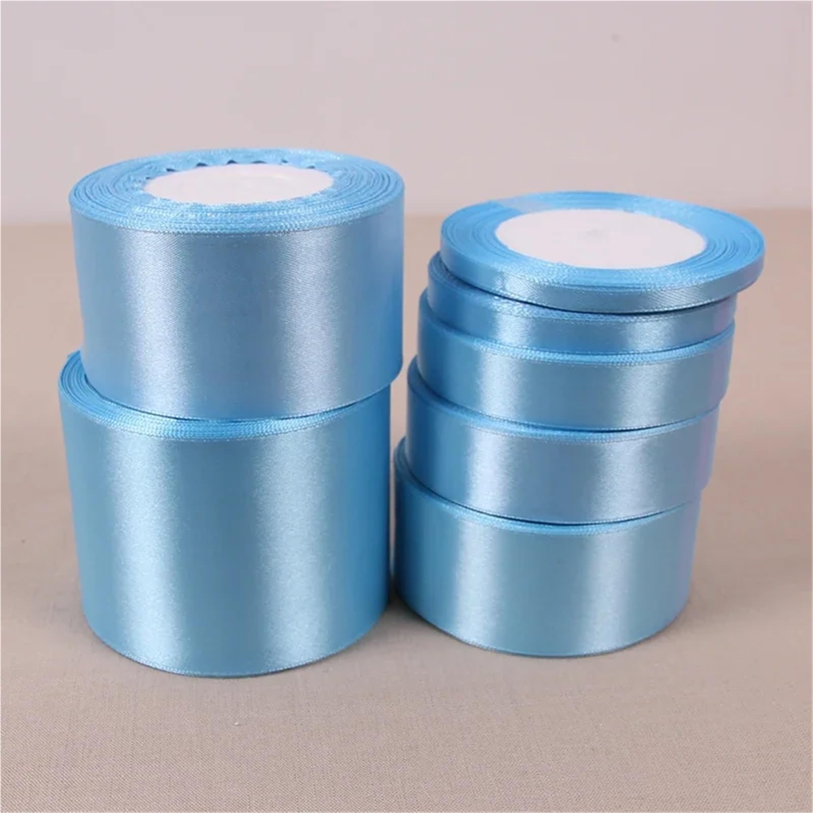 Nastro Di Raso 6 rotoli di nastro di raso di seta blu a faccia singola for Natale e Halloween, nastri for confezioni regalo fai da te Per Confezionare Regali(50mm)