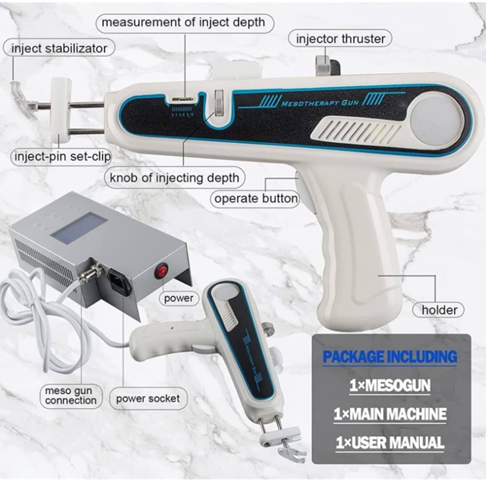 BCBKD Mesogun Mesogun-Injektor-Hautbehandlungsgerät, Schönheitsinstrument Zur Faltenentfernung, Wasserinjektor, Mesotherapie, Vakuumdruck, Meso-Pistole, 46 X 43 X 19 cm