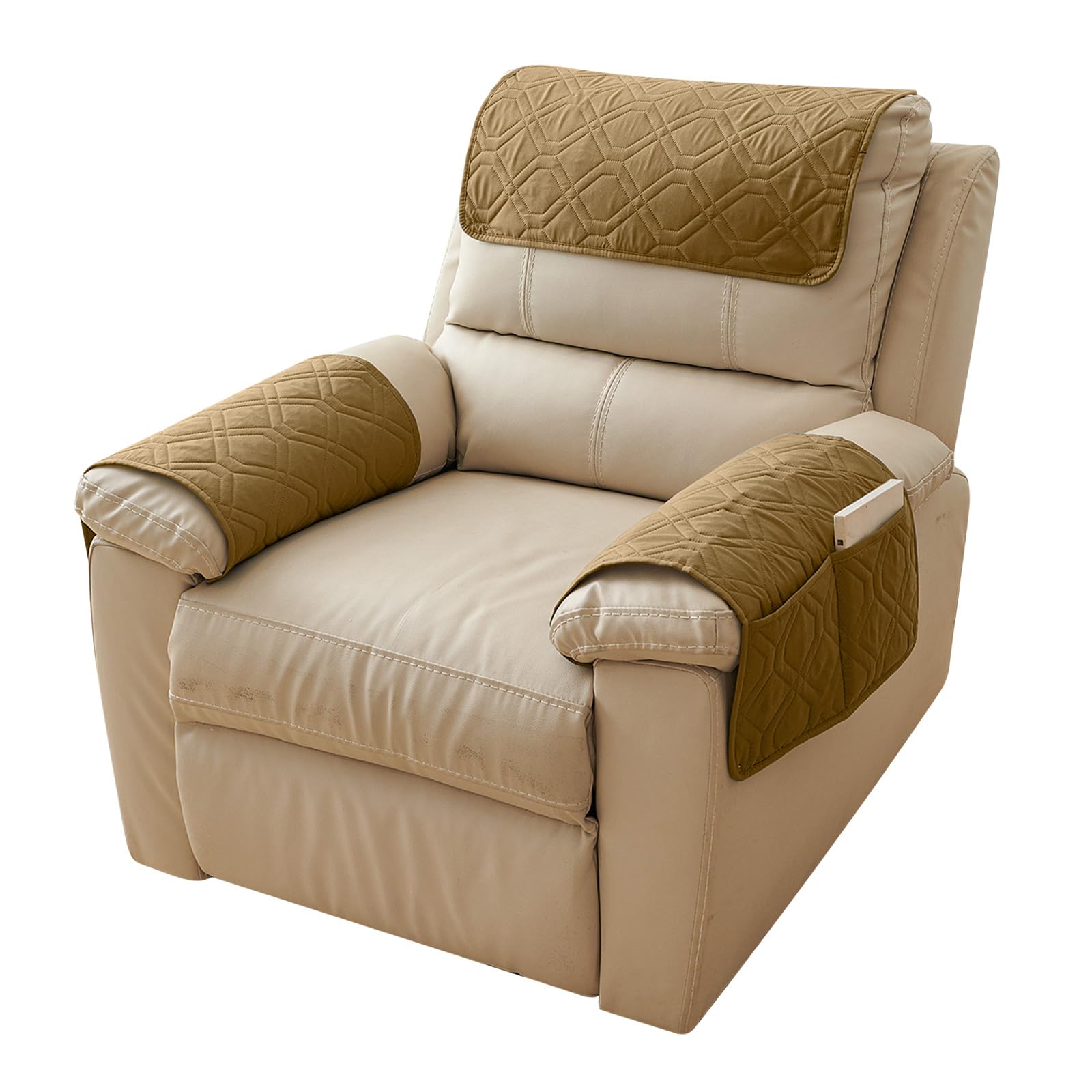Funda antideslizante para sillón impermeable con bolsillos laterales y acolchado
