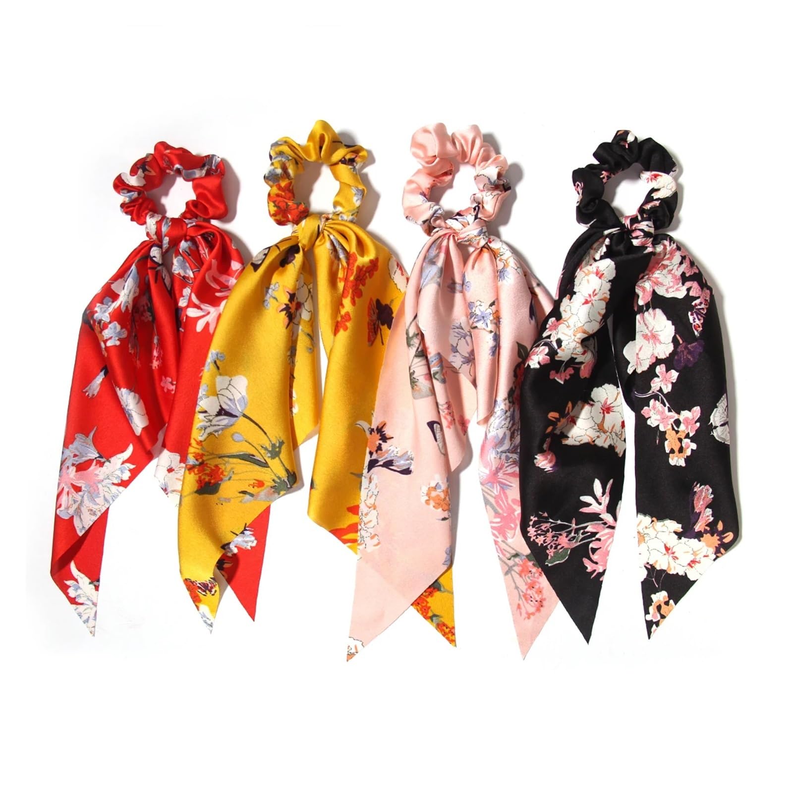Coleteros Pelo Mujer 2 unidades de cintas elásticas for el pelo largas con estampado tela teñida for mujer y niña(Yellow)