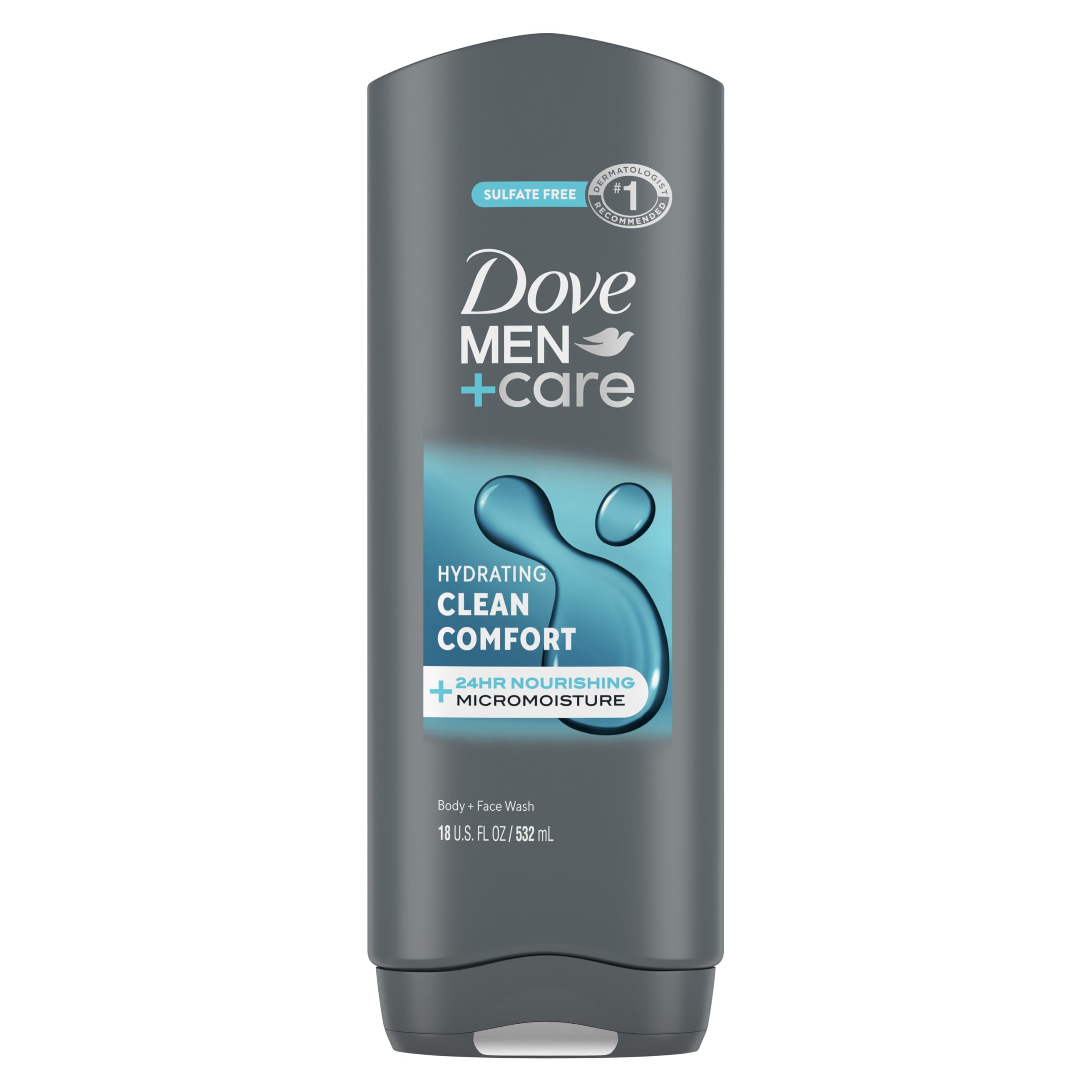 Dove Men+Care Body and Face Wash Hydrating Clean Comfort Body Wash for Men with 24-Hour Nourishing Micromoisture Technology 18 oz