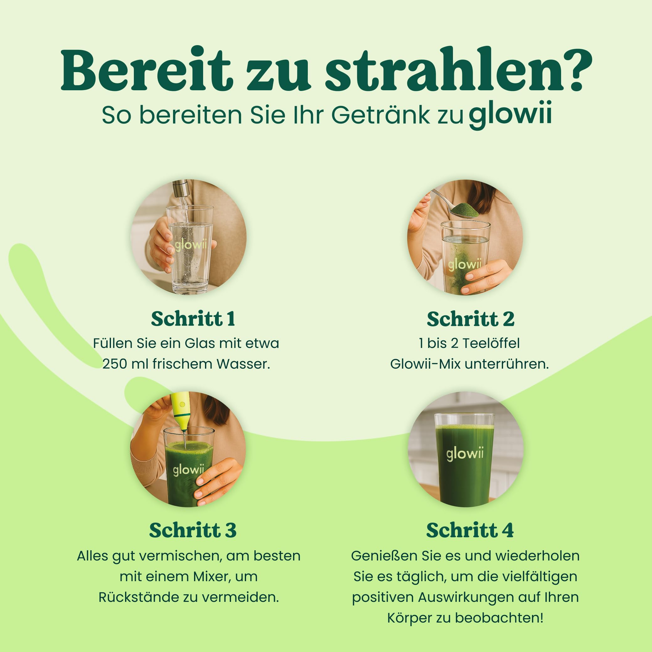 Green Elixir Greens Pulver - 30 Portionen - Spirulina, Chlorella, Moringa, Ashwagandha - mit Präbiotika, Ballaststoffen & Antioxidantien - Beeren Geschmack - Glowi