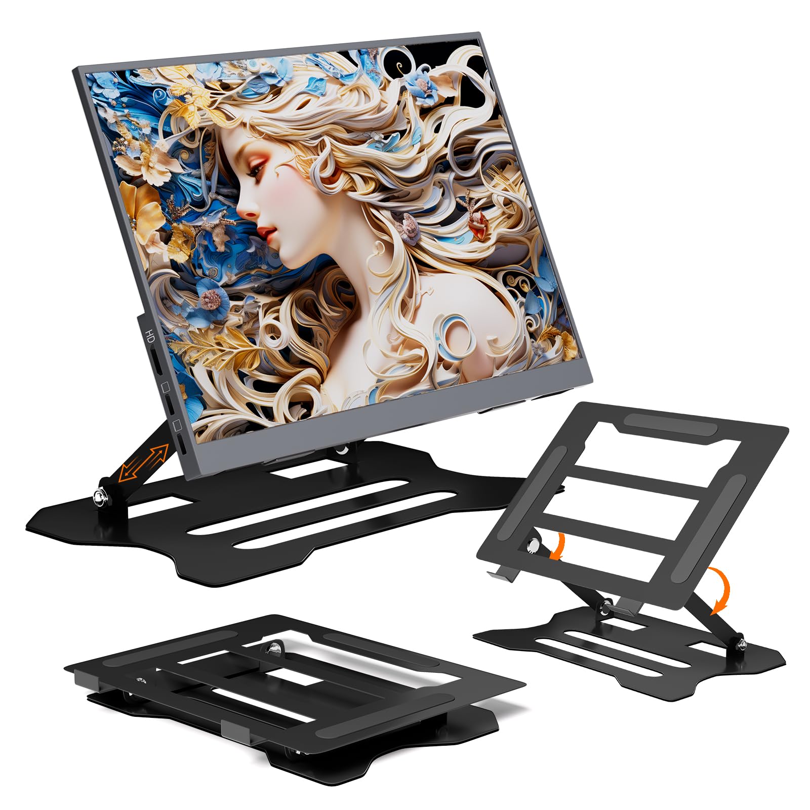 Adjustable Laptop Stand for Desk，Portable Ergonomic Laptop Stand Fits All Laptops，Computer Holder Compatible with Air, Pro, Dell, HP, Lenovo More 10-17.3" Laptops, Black
