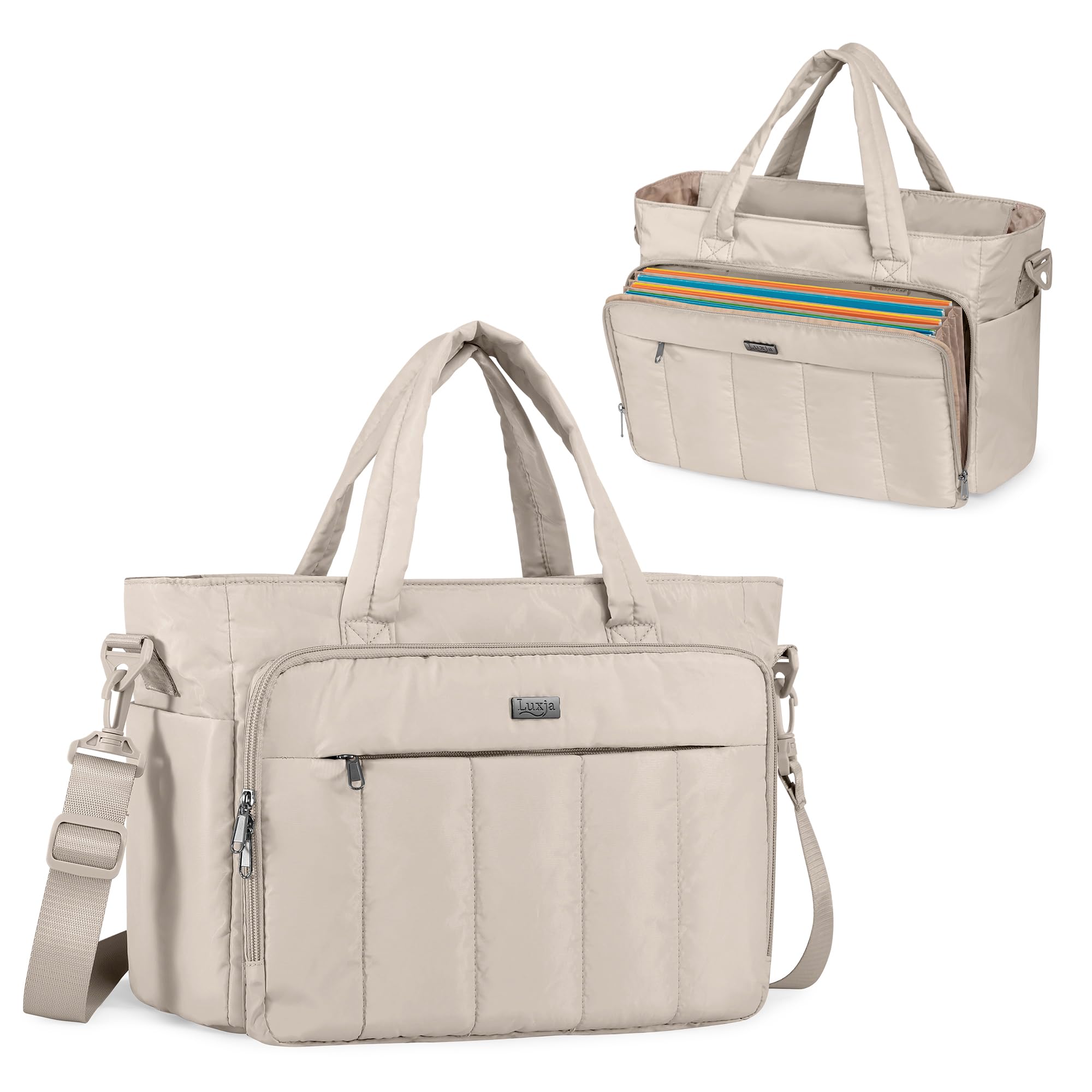 Luxja Bolso de Mano para Mujer con Bolsillo Organizador Tipo Acordeón | Bolso Mujer Ligero para la Escuela y el Trabajo
