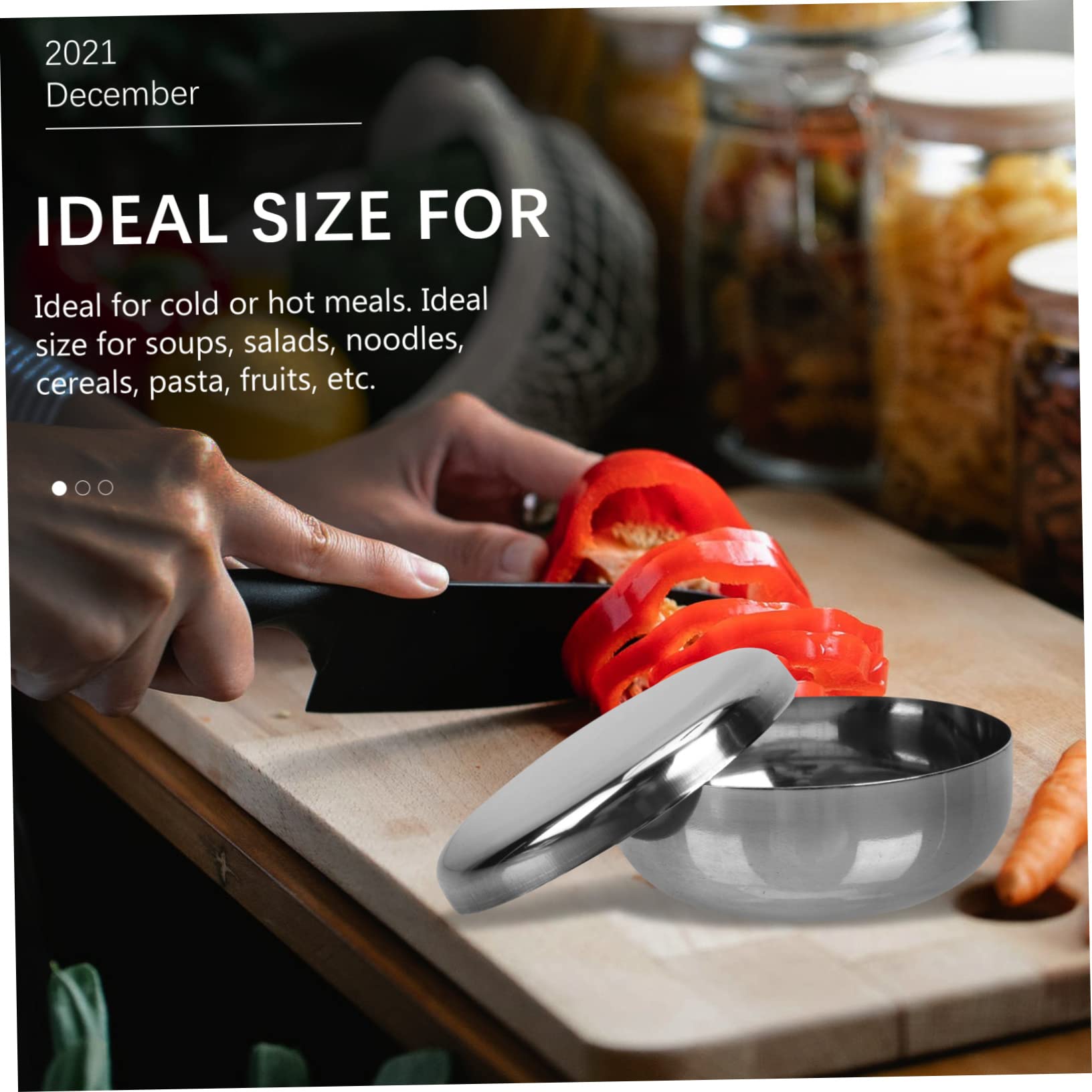 VERDANVERSE 2 Pack Stainless Steel Rice Bowls Lids Korean Dinner Bowl Thickened for Use