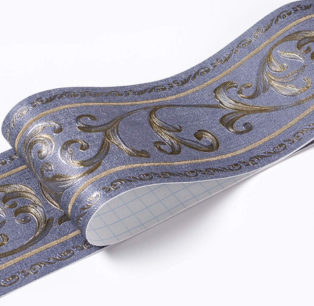 Ssamall Grey Dark Blue Wallpaper Border Roll Pvc Peel And Stick Waterproof For Kitchen Bedroom Study Hallway Entrance