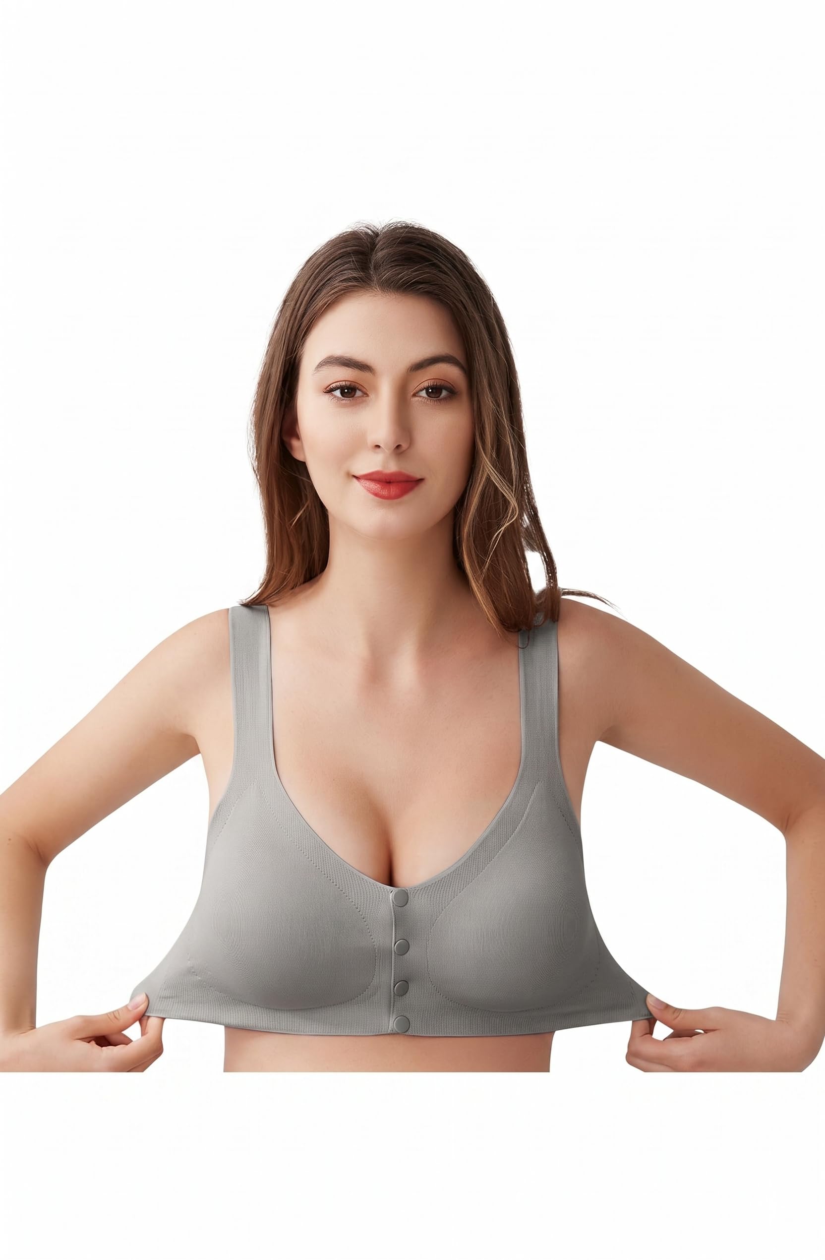 Women's Seamless Front Button Nursing Bra- Soft Wireless Maternity Feeding Free Size Bra-image-43