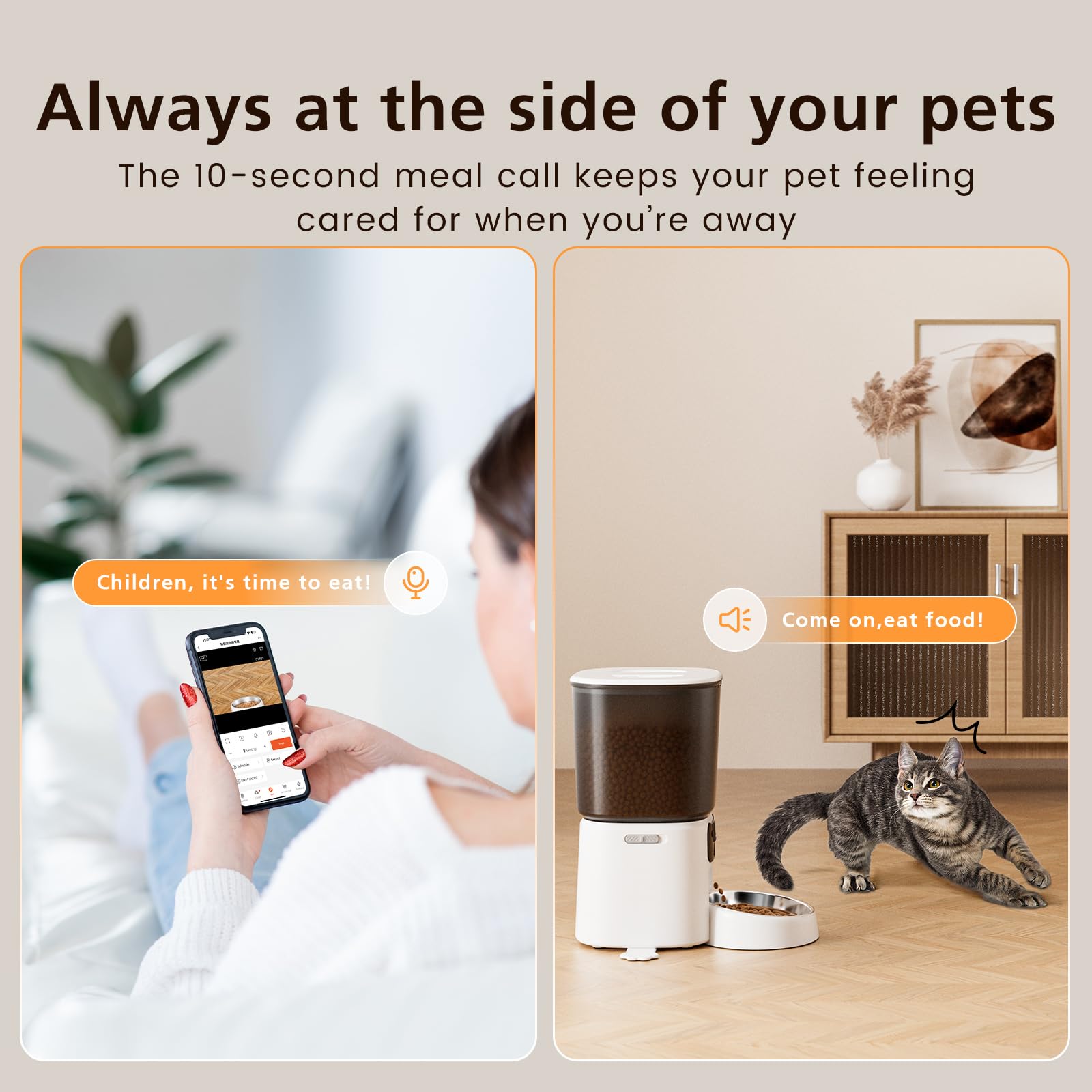Automatic Cat Feeder with Camera, 4L WiFi Smart Pet Feeder with APP Control, 1080P HD Video, Night Vision,Voice Call, Motion Detection, Dual Power Supply, Stainless Steel Bowl,Supports 5GHz/2.4GHz - image 6