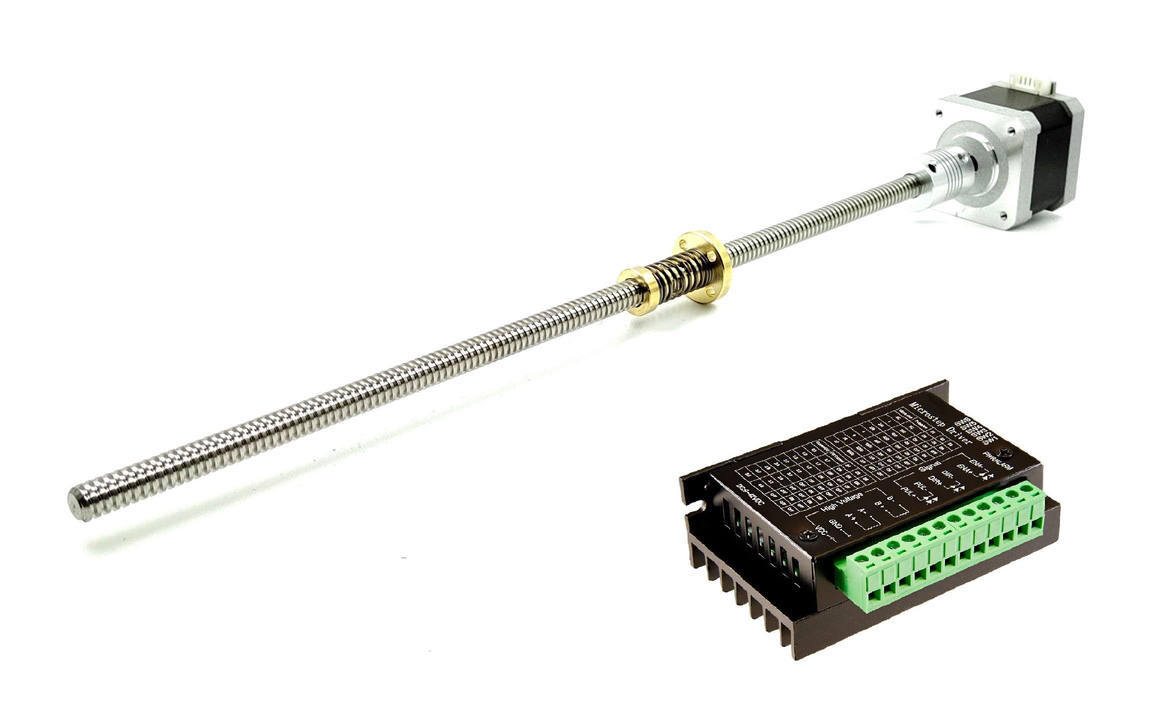 INVENTO 1pcs Nema 17 4.2 Kg-cm Stepper Motor + TB6600 Stepper Driver + Flexible coupling with 800mm (0.8mtr) T8 TR8 8mm Lead Screw square thread with Anti-backlash Brass Nut-image-38