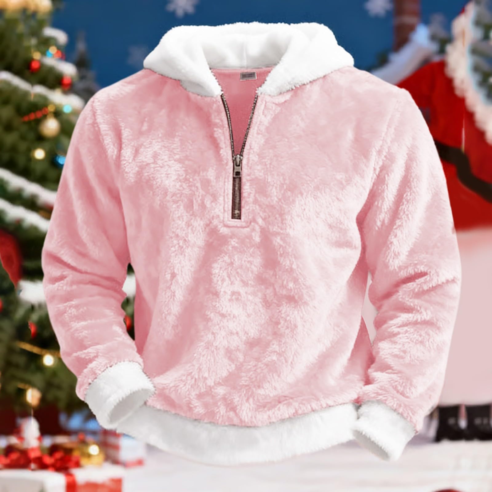 Sudadera Laboral Unisex con Capucha, De Forro Doble Faz, Cremallera, Cómoda, Informal Y Estilo. Chaqueta Verano Hombre (Pink, XXXL) Ropa Gimnasio Mangas Proteccion Solar para El Sol