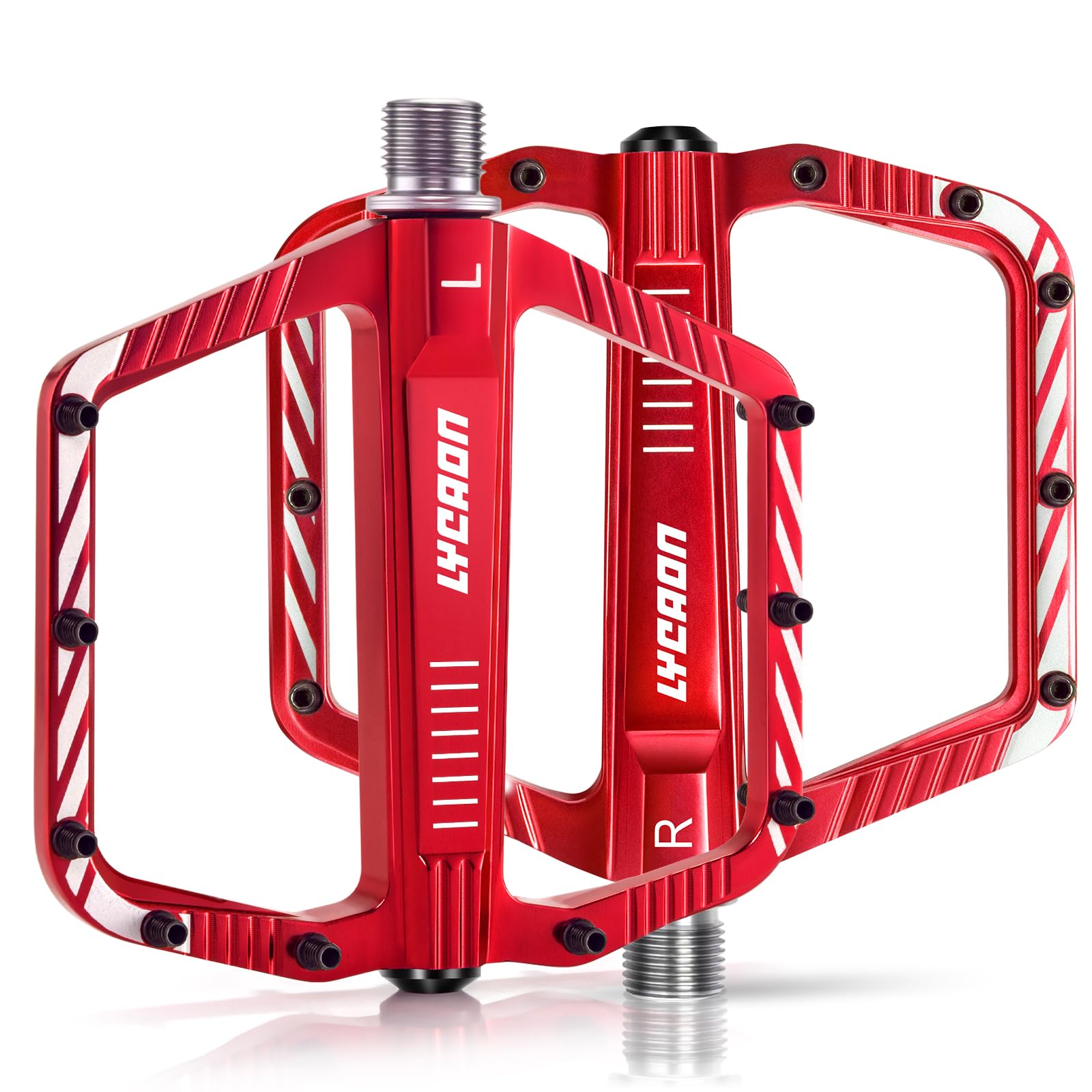 LYCAON Pedali per Bicicletta, Pedale per Bici Antiscivolo in Lega di alluminio CNC, CR-MO & Cuscinetti Pedali per BMX MTB 9/16 Pollici