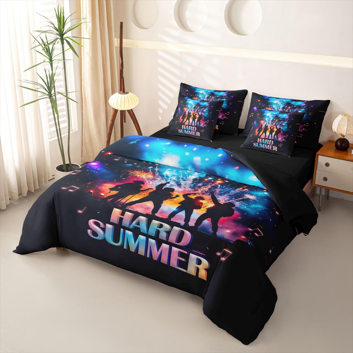 Homemissing Juego completo de funda de edredón de 7 piezas para niños, mujeres y hombres, con banda de música pop, 1 funda de edredón, 1 sábana encimera, 1 sábana bajera, 2 fundas de cojín y 2 fundas