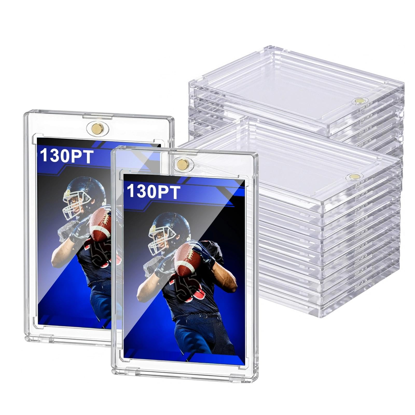 Prospura 130PT Magnetic Card Holders 20ct Thick Top Loaders for Cards One Touch Card Protectors Hard Plastic Cover for Sports Football Basketball Game