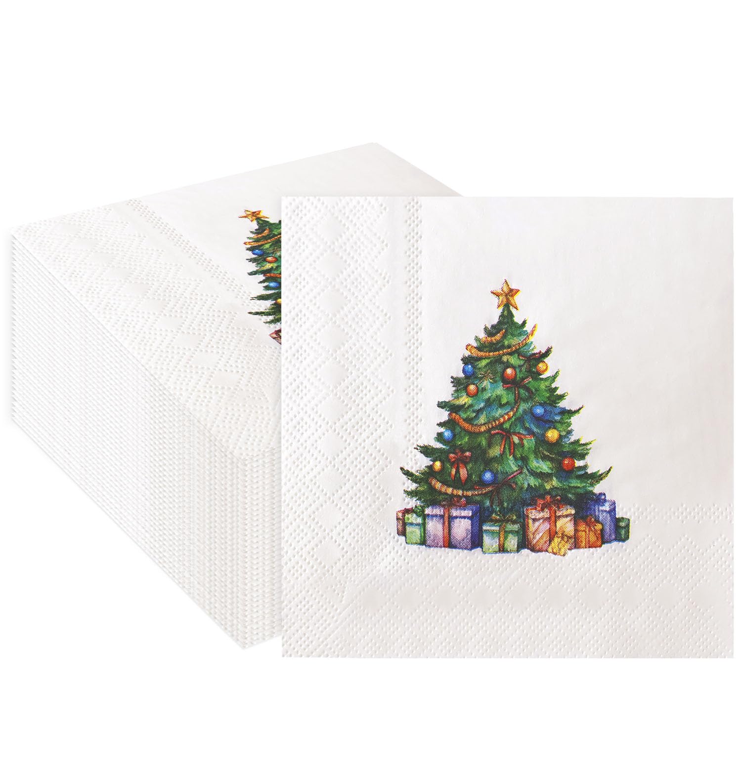 SietDESEO 50 Pieces 3-ply Christmas Napkins Christmas Tree Napkins Cocktail Napkins for Dinner Kitchen Bathroom Xmas Party Napkins Disposable
