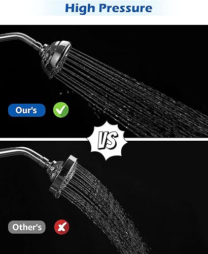 Miniatura 3 de Cabezal de ducha de alta presión fijo de 4.7 pulgadas, 7 ajustes de pulverización con junta de bola giratoria de latón ajustable, excelente