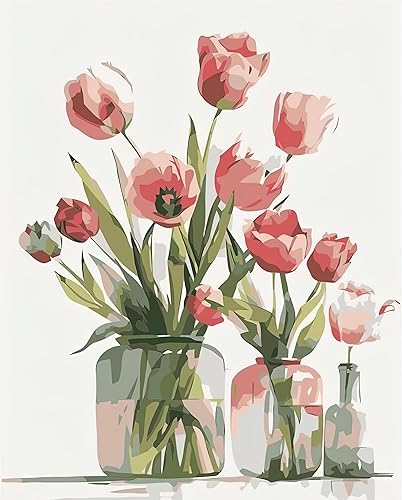 Ginkko Pintura por números para adultos, principiantes y niños de 8 a 12 años con marco de madera, fácil acrílico sobre lienzo de 9 x 12 pulgadas