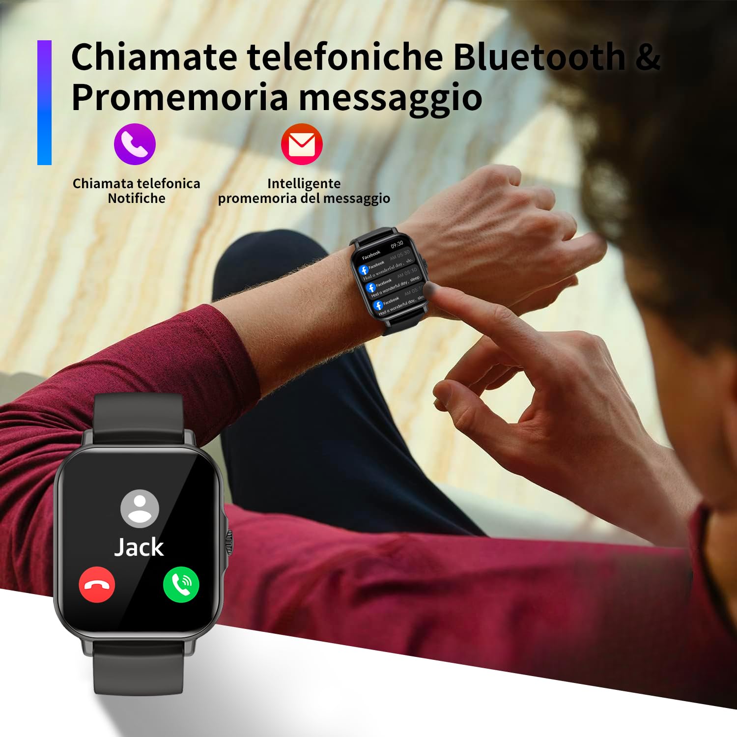 ASWEE Smartwatch con Effettua/Risposta Chiamate, 1.85" Orologio Smartwatch Uomo Donna 100+ Sportive Smart Watch con Contapassi/Sonno/Cardiofrequenzimetro, Impermeabil IP68 Fitness Tracker iOS Android