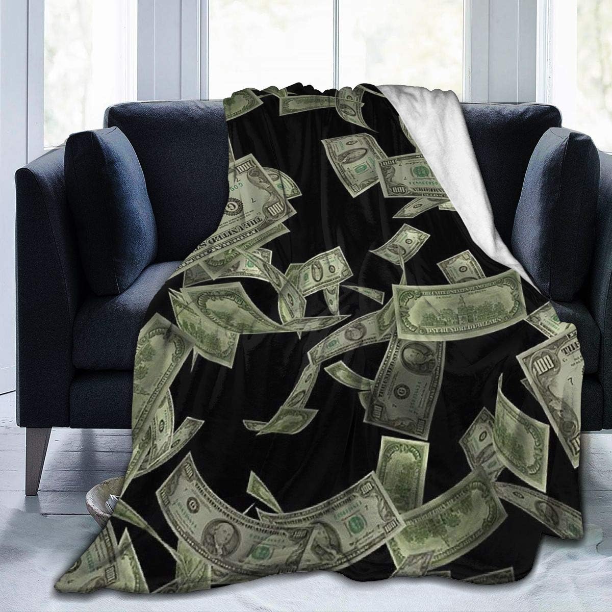TS HOME ART Soft Fleece Blanket, 100 Dollar Bills Fleece