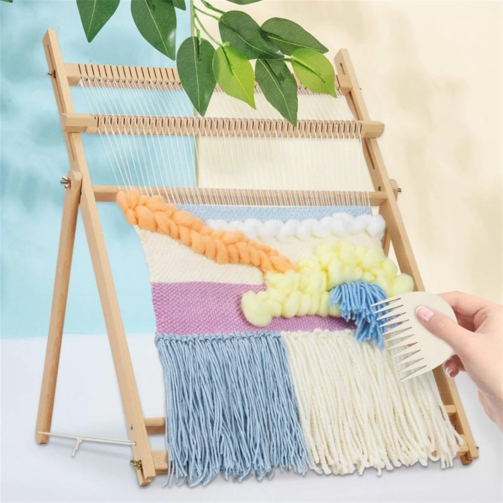 Telar para Principiantes Telar de madera con soporte, kit telares for múltiples manualidades, marco telar, tapicería haya, bricolaje creativo