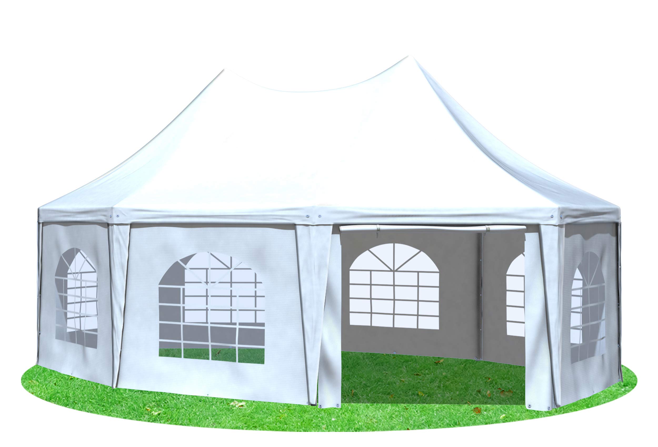 Stabilezelte Gartenpavillon 5x6,8m mit Seitenteilen Arabica Pagodenzelt 8-eck PVC Weiss