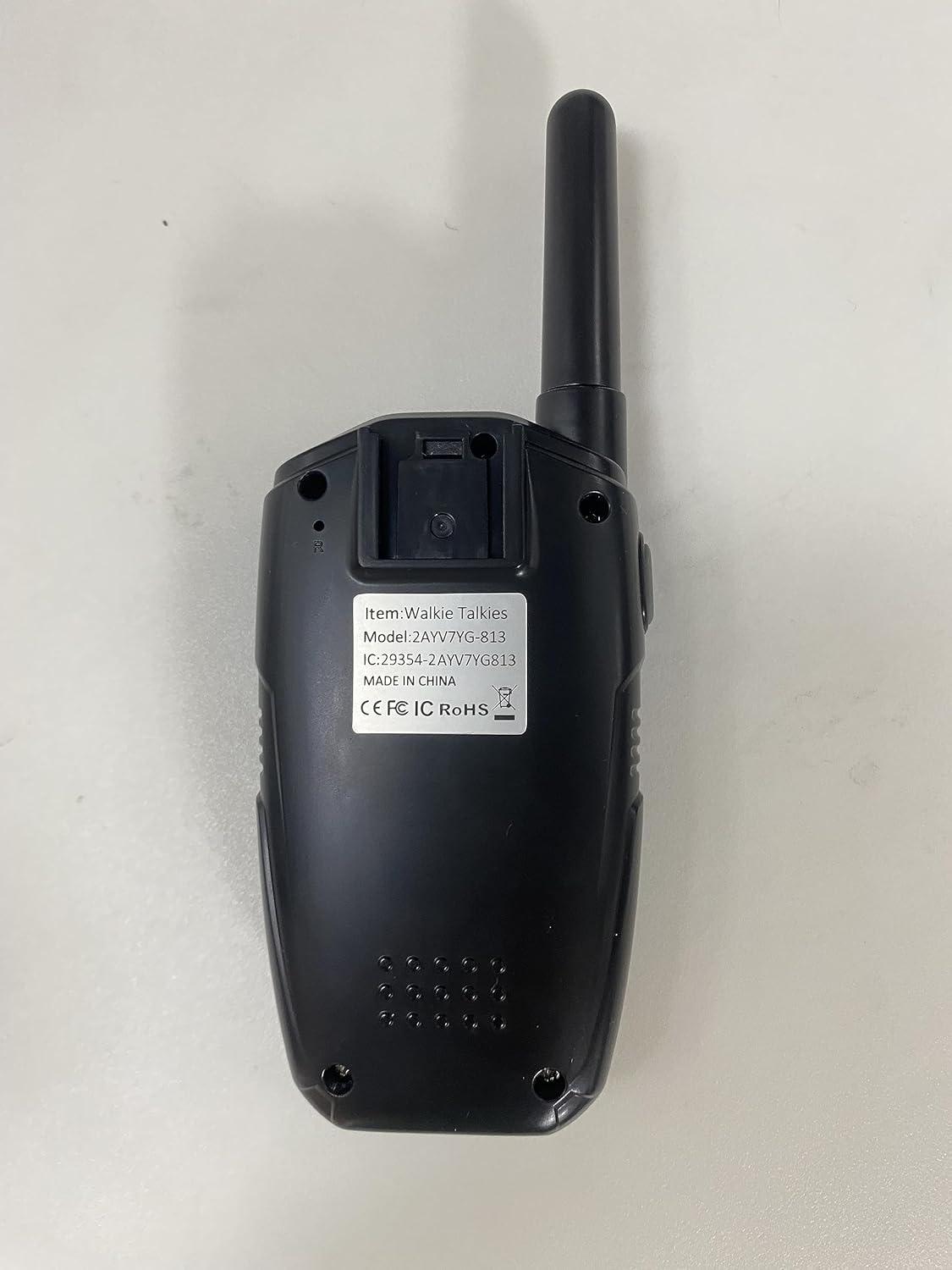 Diagram labeling the parts of the DURLK walkie talkie: Antenna, LCD Display, Flashlight Button, Menu/Lock Button, Sound Speaker, LED Flashlight, Type-C Charging Port, Up Button, Power/Call Button, Down Button, PTT Button, Remove Belt Clip.