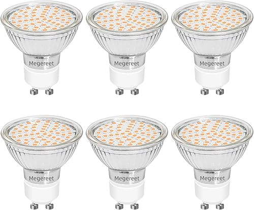 Miniatura 1 de Megereet Bombilla LED GU10 blanca cálida 2700K 2 clavijas 4.5W LED de repuesto para lámpara halógena 50W 40W MR16 (base GU10), para iluminación de
