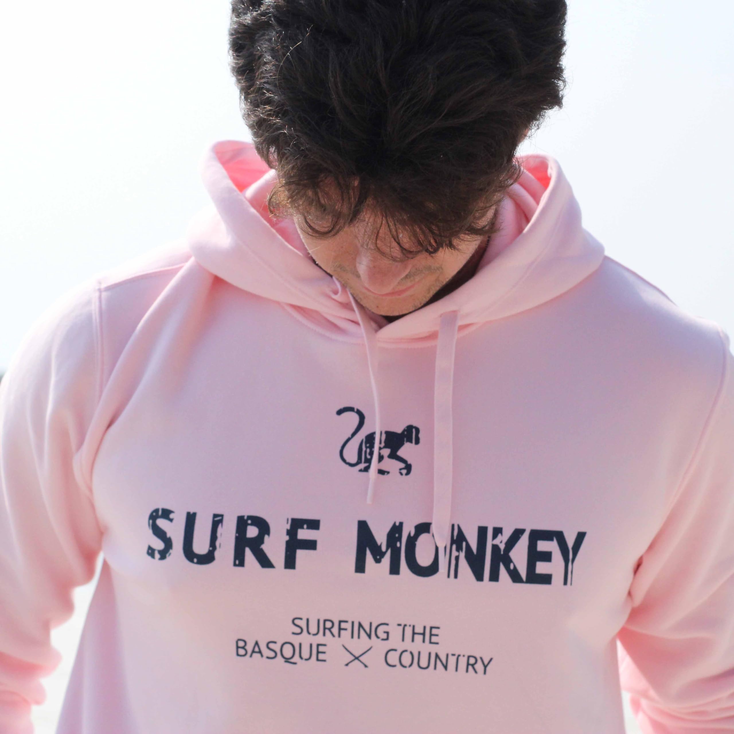 DRESSED IN MUSIC PLAY WITH ME Bluza z kapturem Ekologiczna bluza z kapturem dla mężczyzn/kobiet - bawełna organiczna Gots Surf Monkey®, Różowy kolor, S