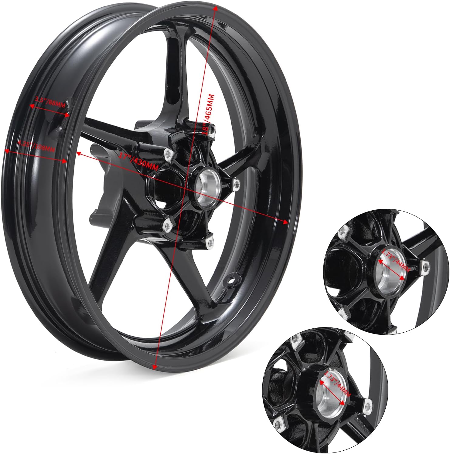 17"x3.5" black front wheel rim for yamaha yzf r1 yzf r6 04-14 r6s 06-09 fz1 fz6 06-09 black yzf r1 yzf r6 04-14 r6s 06-09 fz1 06-09 fz6 06-09