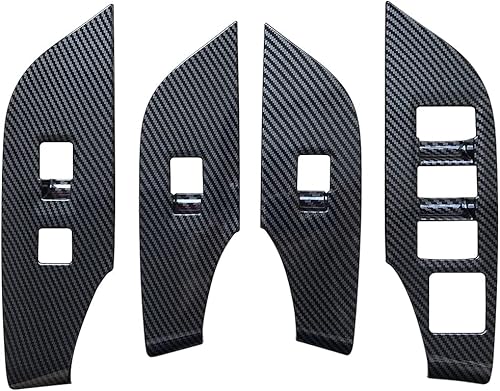 Miniatura 3 de ruihe 4 piezas de fibra de carbono color coche interior puerta ventana ventana panel cubierta ajuste ajuste para Toyota RAV4 2019 2020 2021 2022