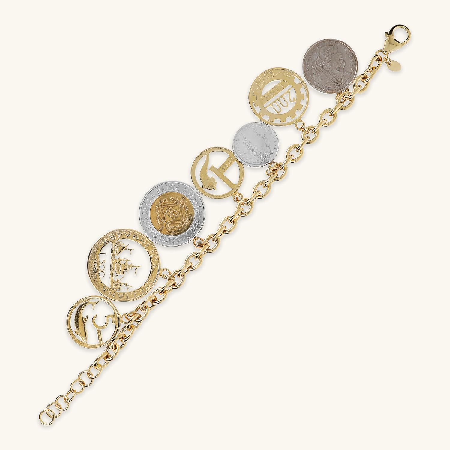 etrusca GIOIELLI 18k Gold Plated Bracelet for Women with Coins – Rolo Chain Bracelet – Women's Jewelry Made in Italy – Elegant Gift for Birthdays, Anniversaries, Women's Day, Mother's Day