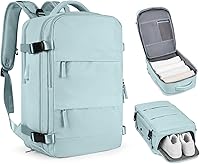 Vista 14 de Mochila de viaje grande, bolsa de mano, aprobada para aviones, para artículos personales, para hombre o mujer, color beige con marrón