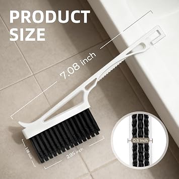 Cleangor 2 Pack White V Shape Tile Grout Cleaning Brush | Hard stiff bristles, practical household accessory to scrub floor tile grout gaps in kitchen & bathroom.