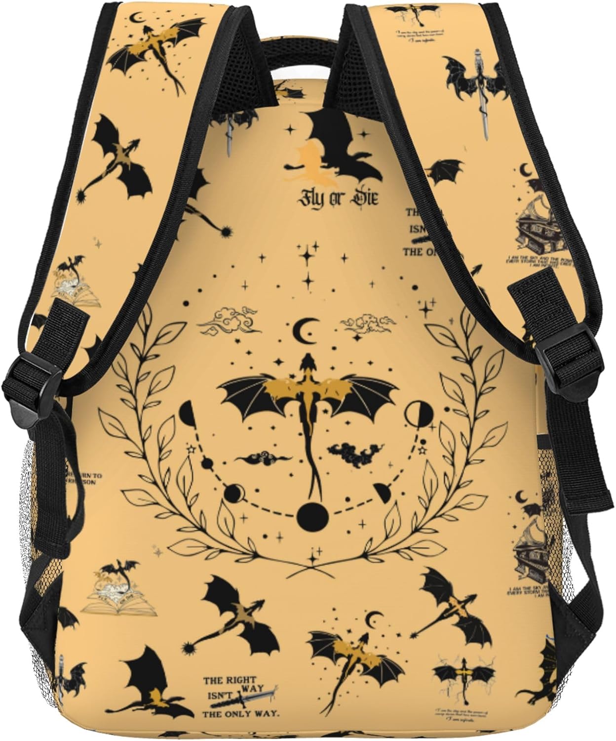 Fourth Backpack Fashion Dragon Wing Bag Casual College Bag Travel Zipper Bookbag Hiking Shoulder Daypack Gift for Book Lovers (Orange)