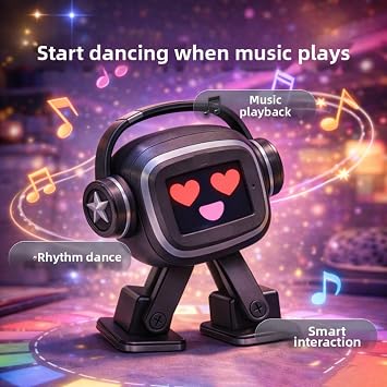 AI Chatbot Robot, with Emotional Interaction, Singing and Dancing, Voice Control Chatbot, Expressive Display, Customizable for All Ages(White)