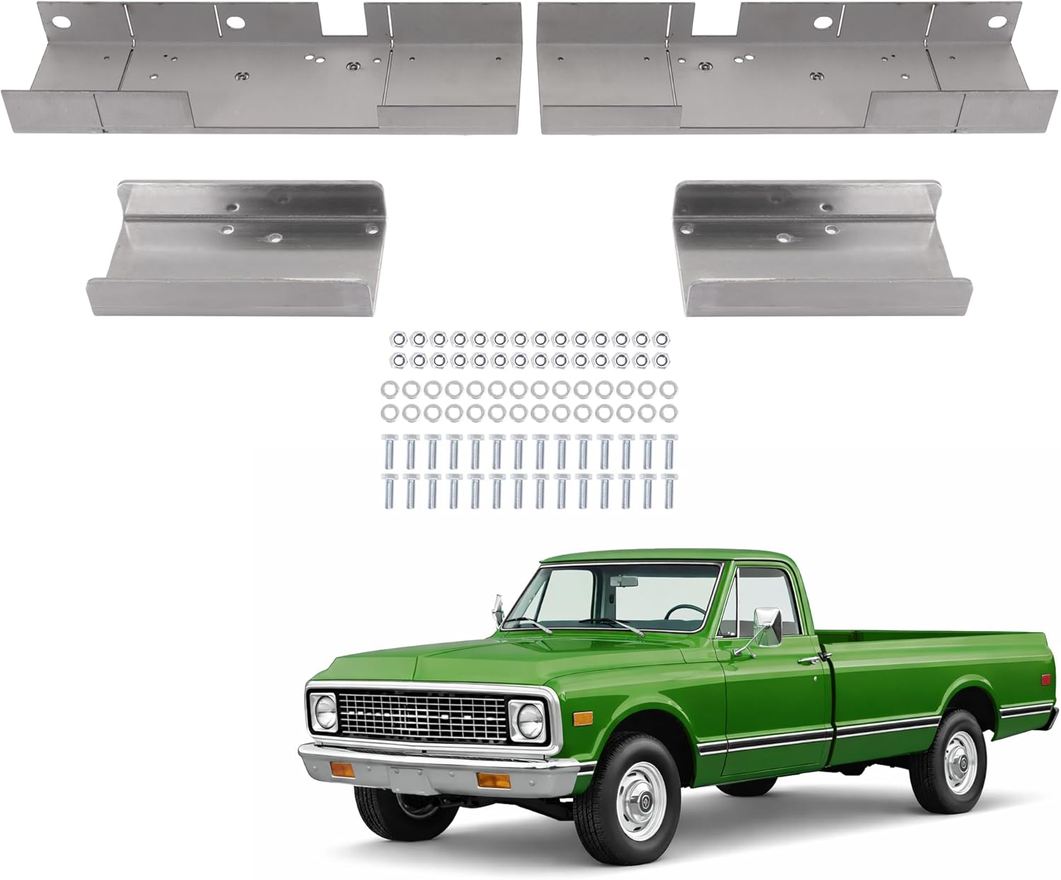 Frame Shortening Conversion Kit Compatible with 1963-1972 Chevrolet C10 Long Bed Will not work on 4x4 Trucks Steel Bare Metal