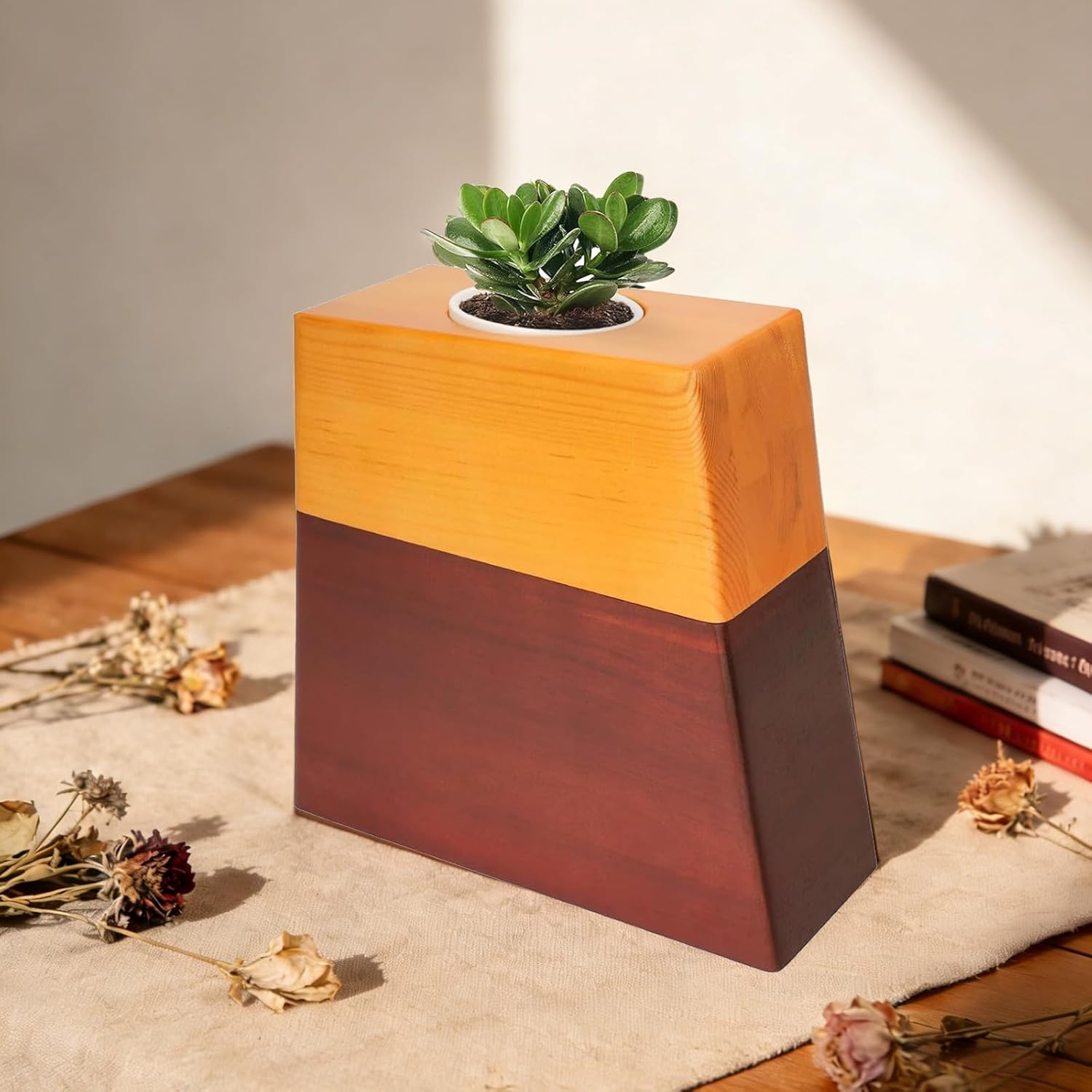 tonchean Plant Cremation Urn for Human Ashes Adult Female Male, Handcrafted Wooden Burial Urns, Decorative Funeral Urn Large Keepsake Box Memorial Casket for Ashes Man Woman Pet Dog