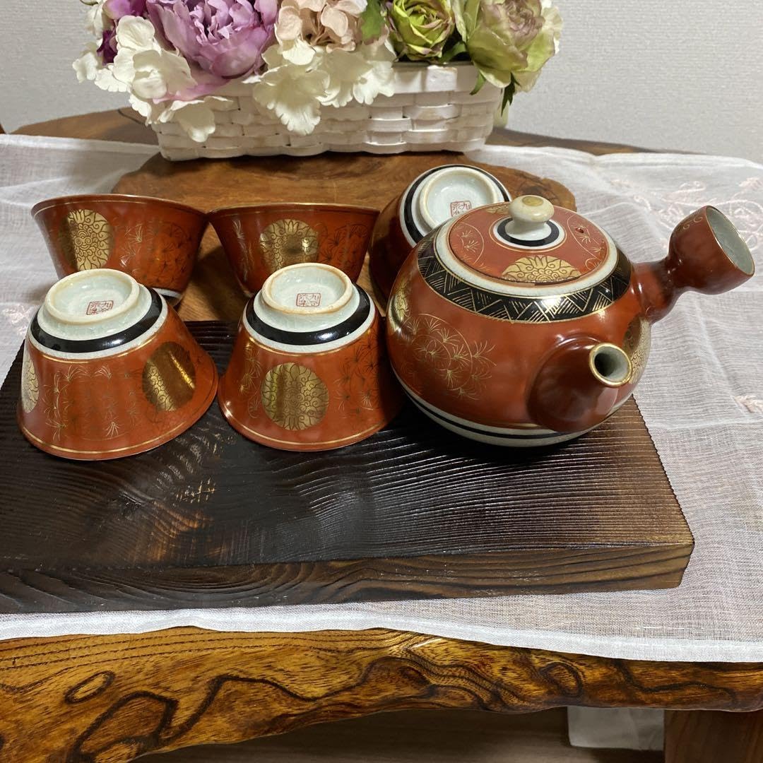 Amazon.co.jp: 九谷永楽作 茶器 急須 湯のみ5客セット アンティーク  