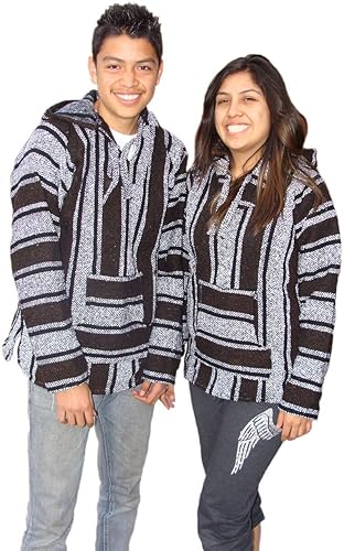 Mexico Baja Sudadera con Capucha Talla L Unisex Mountain Beach Ropa de Fibras Recicladas, Negro Blanco