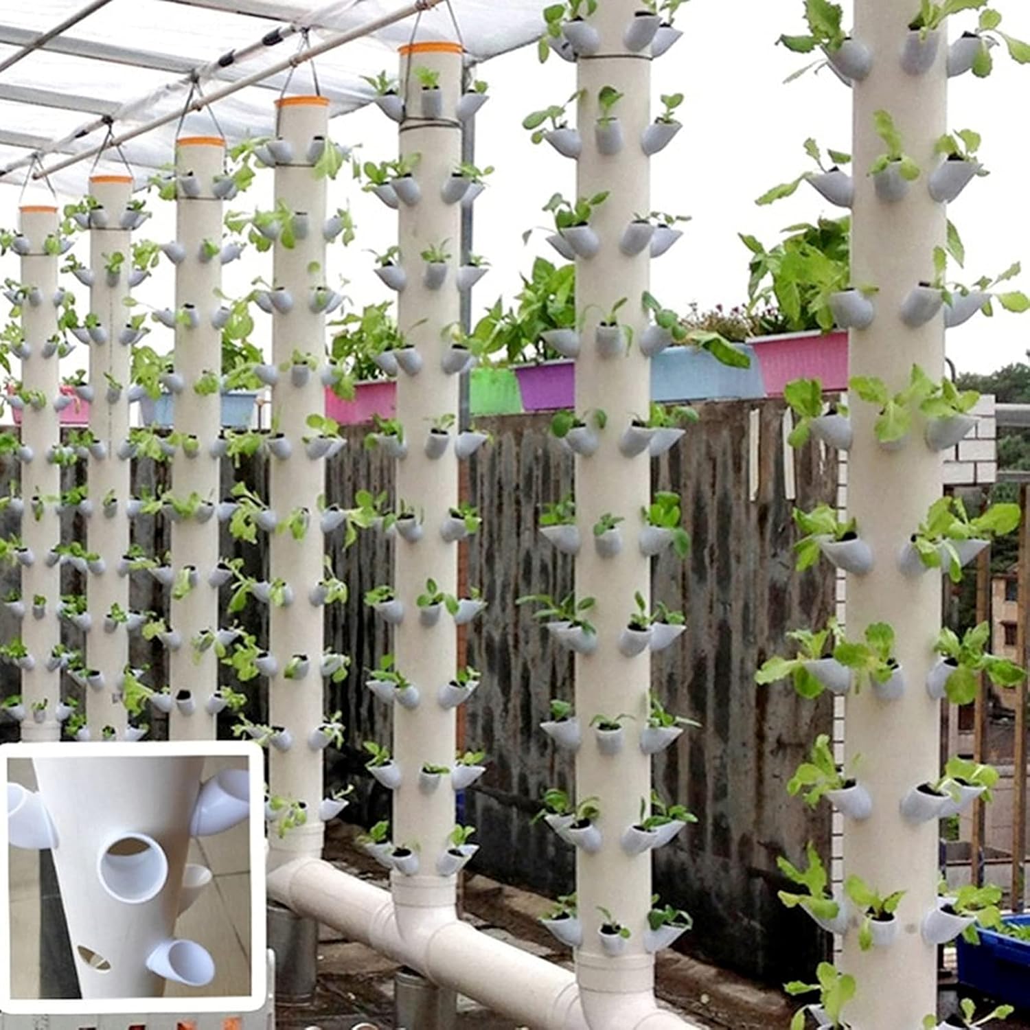 40Pcs DIY Hydroponic Pots for Vertical Tower Vegetables Growing System - White - 32mm