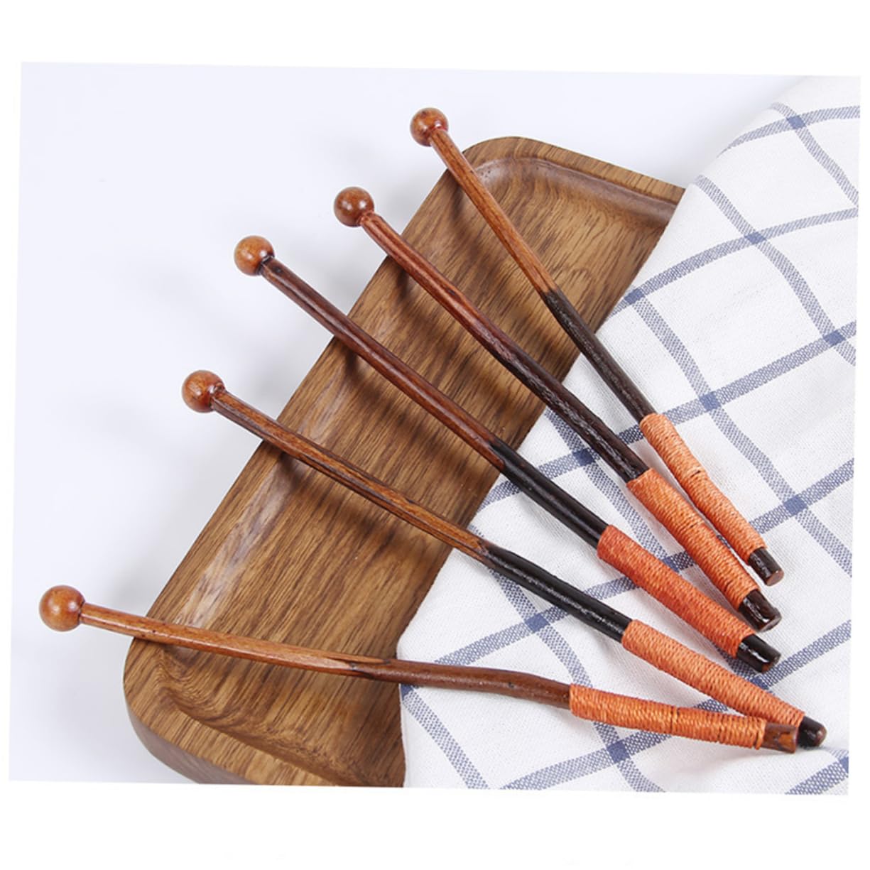 PRETYZOOM 20cm Long Wooden Stirring Spoon Honey Stick for Coffee Branch Shape 5pcs Package Mixing Stick for Milk Tea
