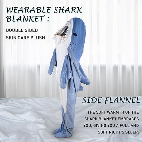 Miniatura 6 de Manta de tiburón para adulto, manta de tiburón súper suave y acogedora con capucha, saco de dormir con capucha para adulto, manta de tiburón