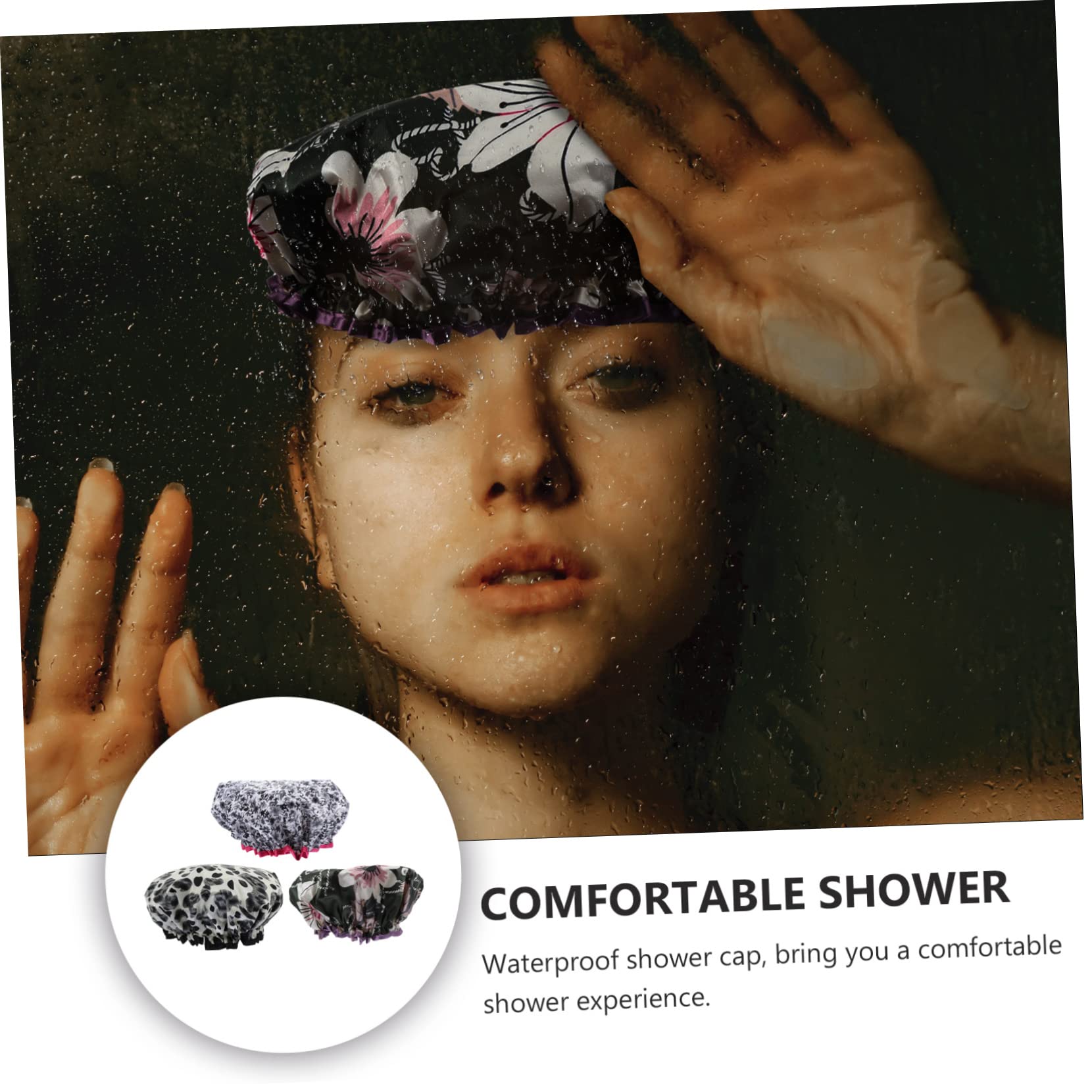 Housoutil 9stücke Duschhauben Für Damen Doppel-lagige Wasserdichte Satin-haube Mit Elastischem Bund Für Haar Und Gesichtspflege Für Bad Spa Und Reisen