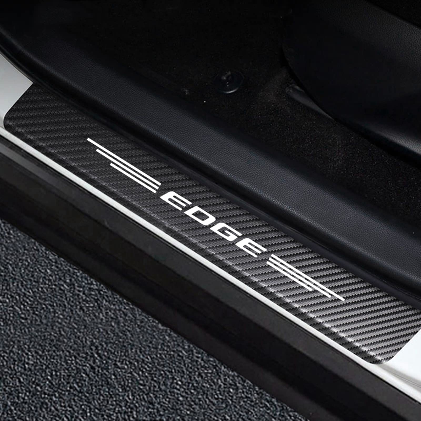 Symilov 4Pcs Car Door Sill Protector for Fo-rd Fusion Fiesta Edge Escape, Anti Scratch Carbon Fiber Threshold Edge Entry Guard Stickers Kick Plates Styling Accessories, Edge White