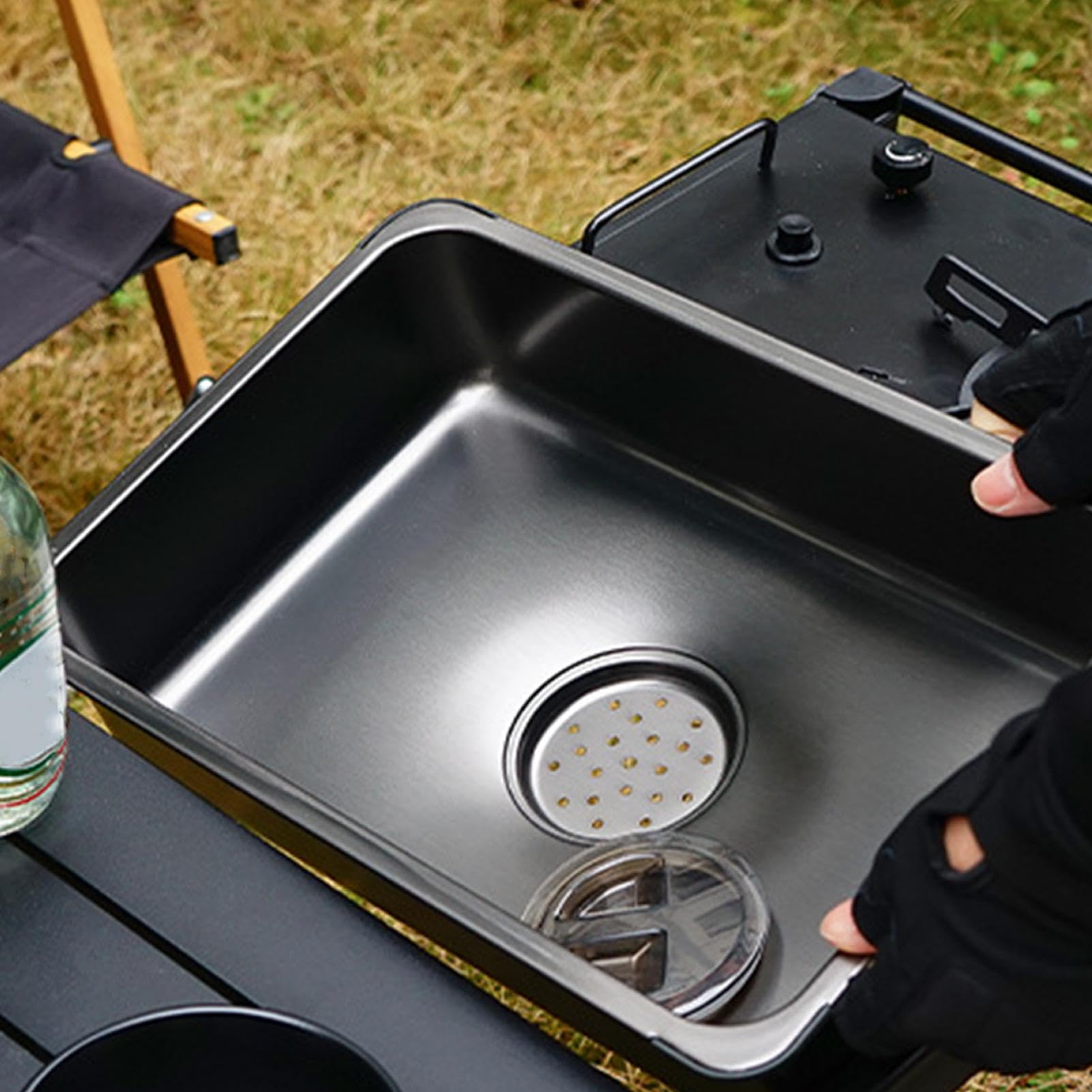 Campingspüle Vielseitig, Spülwanne, Becken, Abwaschschüssel | Edelstahl Kompakt, faltbar, leicht, für Camping, Picknick, Angeln, Reisen, Wäsche, Innenbereich, Zuhause, Küche,
