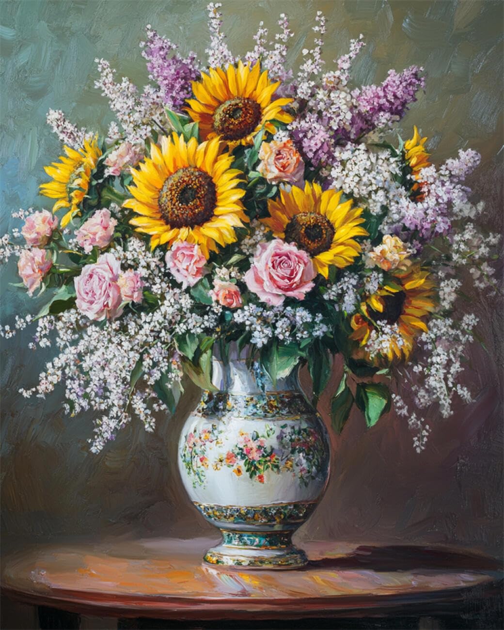RKFLGEW 14CT Cross Stitch Kits for Adults Flowers in A Vase Needlepoint Counted Kits Embroidery Set Arts and Crafts for Home Decor 40x50cm