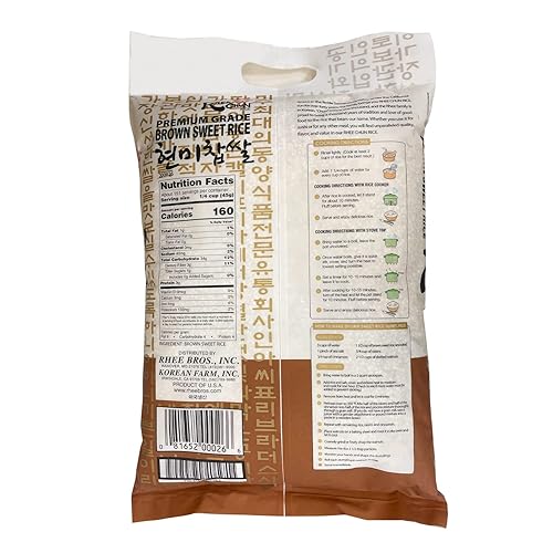 Miniatura 2 de Rhee Chun Arroz dulce integral, sin gluten, verificado sin OMG, cultivado en California, grado premium, 15 libras. Bolsa
