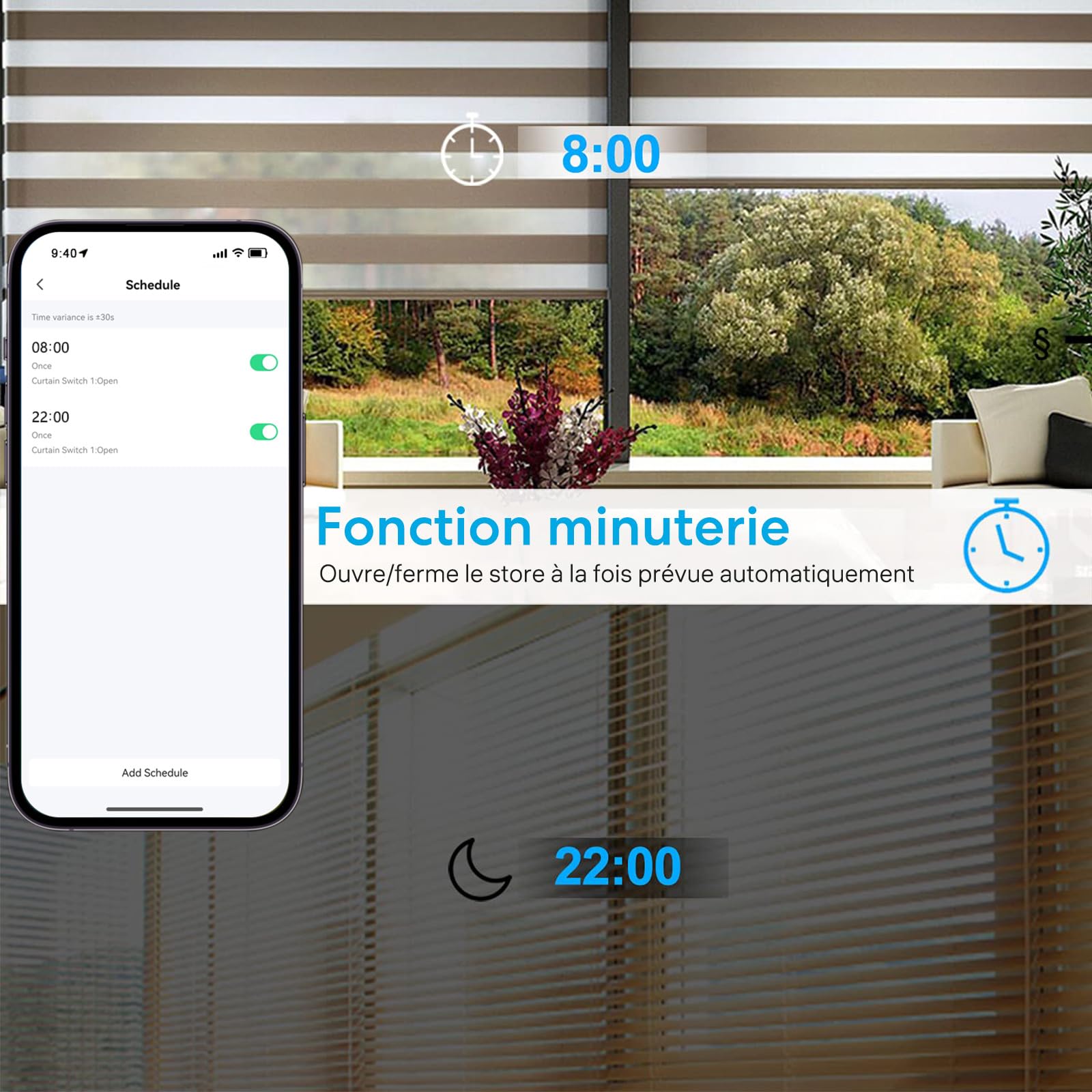 LoraTap 4x Interrupteur Volet Roulant Connecté, Ouverture Réglable, Commutateur Rideau Stores WiFi, Compatible avec Alexa Google Home pour Commande Vocale, Minuterie Intelligent Moteur Mural